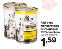 In'S Mercato Patè cane monoproteico 100% maiale/ 100% tacchino offerta