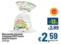 Qui Discount Mozzarella di bufala Campana DOP busta Antichi Sapori offerta