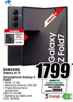 MediaWorld SAMSUNG Smartphone Galaxy Z Fold7 offerta