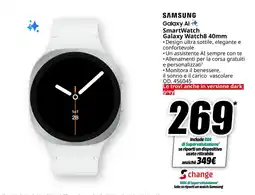 MediaWorld SAMSUNG SmartWatch Galaxy Watch8 40mm offerta
