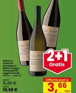 Interspar Raboso o Cabernet Sauvignon o Müller Thurgau Trevenezie IGT Loggia Dei Colli offerta