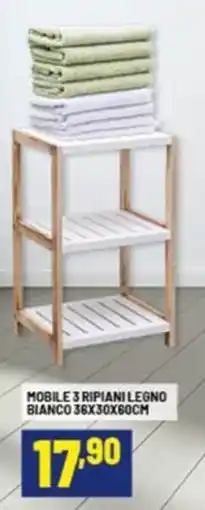 Risparmio Casa Mobile 3 ripiani legno bianco 36x30x60cm offerta