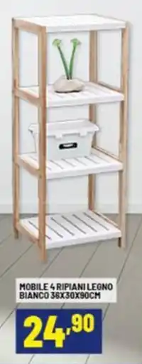 Risparmio Casa Mobile 4 ripiani legno bianco 36x30x90cm offerta