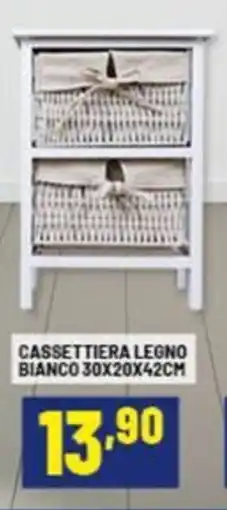 Risparmio Casa Cassettiera legno bianco 30x20x42cm offerta