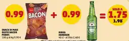 PENNY Snack di mais gusto bacon PENNY + birra HEINEKEN offerta