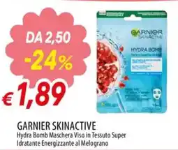 IperFamila GARNIER Skinactive Hydra Bomb Maschera Viso in Tessuto Super Idratante Energizzante al Melograno offerta