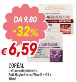 IperFamila L'ORÉAL trattamento intensivo Anti-Rughe Crema Viso 45+/55+ offerta