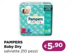 La Saponeria PAMPERS Baby Dry salviette 210 pezzi offerta