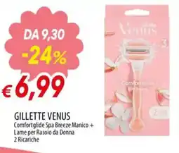 IperFamila GILLETTE VENUS comfortglide spa breeze manico + lame per rasoio da donna 2 ricariche offerta