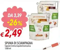 IperFamila SPUMA DI SCIAMPAGNA Sapone Crema Liquido Ecoricarica offerta