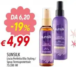 IperFamila SUNSILK liscio perfetto olio styling/ spray termoprotettore offerta