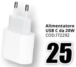 MediaWorld Alimentatore USB C da 20W offerta