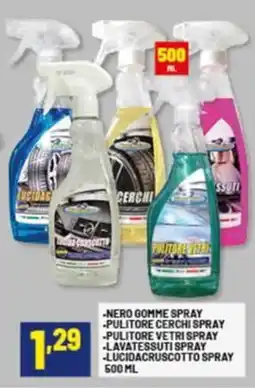 Risparmio Casa Nero gomme spray -pulitore cerchi spray -pulitore vetri spray -lavatessuti spray -lucidacruscotto spray offerta