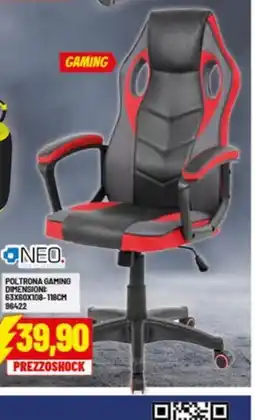 Risparmio Casa NEO POLTRONA GAMING DIMENSIONE 63X60X108-118CM 964222 offerta