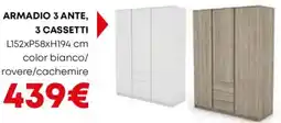 Conforama Armadio 3 ante, 3 cassetti offerta