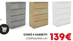 Conforama Como 5 cassetti offerta