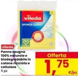 Interspar Vileda Panno spugna 100% naturale e biodegradabile in cotone riciclato e cellulosa offerta