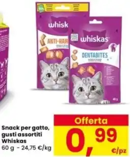Interspar Snack per gatto, gusti assortiti Whiskas offerta