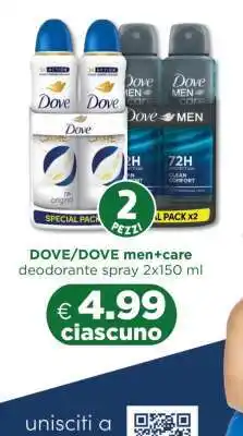 Acqua & Sapone DOVE/DOVE men+care deodorante spray 2x150 ml offerta