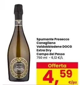 Interspar Spumante Prosecco Conegliano Valdobbiadene DOCG Extra Dry Campo del Passo offerta