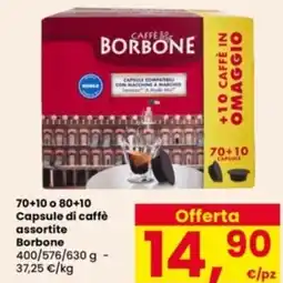 Interspar 70+10 o 80+10 Capsule di caffè assortite Borbone offerta