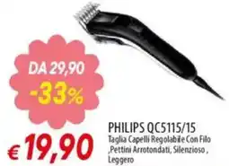 IperFamila Philips qc5115/15 taglia capelli regolabile con filo offerta