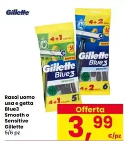 Interspar Rasoi uomo usa e getta Blue3 Smooth o Sensitive Gillette offerta