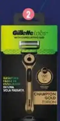 IperFamila GILLETTE Labs Rasoio da Uomo Champion Gold Edition, 1 Manico + 1 Lametta + 1 Base offerta