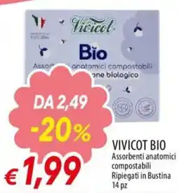 IperFamila VIVICOT BIO Assorbenti anatomici compostabili Ripiegati in Bustina offerta
