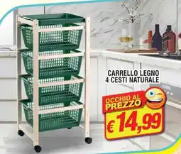 Maury's Carrello legno 4 cesti naturale offerta