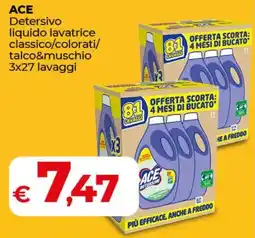 Coop ACE Detersivo liquido lavatrice classico/colorati/ talco&muschio offerta