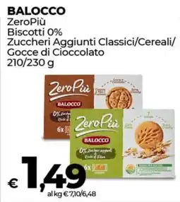 Coop BALOCCO ZeroPiù Biscotti 0% Zuccheri Aggiunti Classici/Cereali offerta