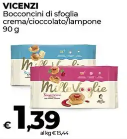 Coop VICENZI Bocconcini di sfoglia crema/cioccolato/lampone offerta
