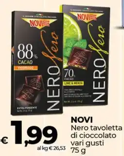 Coop NOVI Nero tavoletta di cioccolato vari gusti offerta