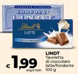 Coop LINDT Tavoletta di cioccolato latte/fondente offerta