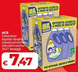 Coop ACE Detersivo liquido lavatrice classico/colorati/ talco&muschio offerta