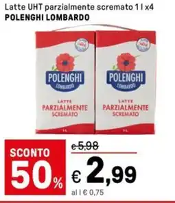 Iper La Grande Latte UHT parzialmente scremato POLENGHI LOMBARDO offerta