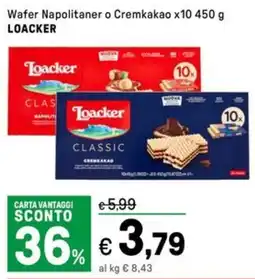 Iper La Grande Wafer Napolitaner o Cremkakao x10 LOACKER offerta