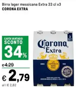 Iper La Grande Birra lager messicana Extra CORONA EXTRA offerta