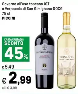 Iper La Grande Governo all'uso toscano IGT o Vernaccia di San Gimignano DOCG PICCINI offerta