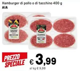 Iper La Grande Hamburger di pollo o di tacchino AIA offerta