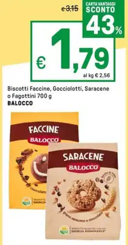 Iper La Grande Biscotti Faccine, Gocciolotti, Saracene o Fagottini BALOCCO offerta