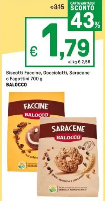 Iper La Grande Biscotti Faccine, Gocciolotti, Saracene o Fagottini BALOCCO offerta
