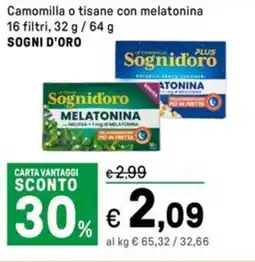Iper La Grande Camomilla o tisane con melatonina SOGNI D'ORO offerta