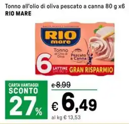 Iper La Grande Tonno all'olio di oliva pescato a canna RIO MARE offerta