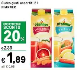 Iper La Grande Succo gusti assortiti PFANNER offerta