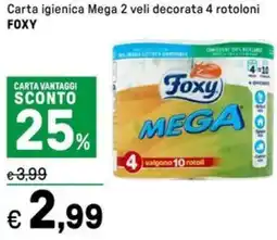Iper La Grande Carta igienica Mega 2 veli decorata 4 rotoloni FOXY offerta