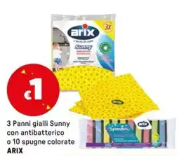 Iper La Grande 3 Panni gialli Sunny con antibatterico o 10 spugne colorate ARIX offerta