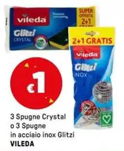 Iper La Grande 3 Spugne Crystal o 3 Spugne in acciaio inox Glitzi VILEDA offerta