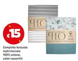 Iper La Grande Completo lenzuola matrimoniale 100% cotone, colori assortiti offerta